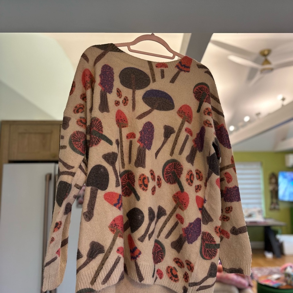 Soft n fuzzy Crew Neck Sweater with Unique mushroom Pattern